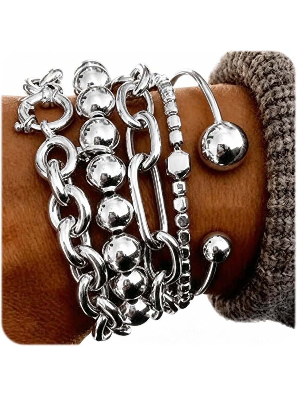 5PC Gold Plated Chunky Bangle Set - Stylish Stackable Bracelets for Women